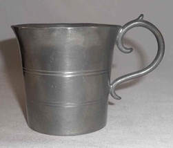 Antique Pewter Small Drinking Cup Round Base, Curved Sides, and Applied Handle - £47.40 GBP