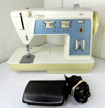 Singer Stylist Model 776 Sewing Machine + Foot Pedal White Blue TESTED - £42.79 GBP