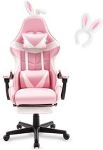 Soontrans Pink Gaming Chair with Footrest,Lovely Computer Game Chair,Desk Chair - £135.50 GBP