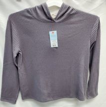 Cat & Jack Girls Large 10-12 Rib Pullover Hoodie Gray image 2