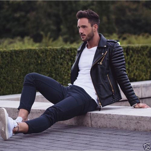 Men's Biker Leather Jacket, Men's Fashion Black Leather Jacket With All Sizes  2