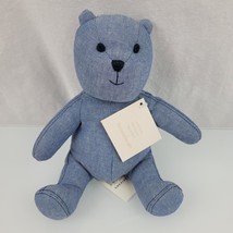 Baby Gap Chambray Denim Stuffed Plush Brannan Teddy Bear Toy 8&quot; Blue Jean NEW - £23.64 GBP