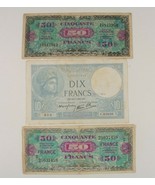 WW2 France 3-Notes Set // 1941-1944 French Francs and Allied Military Cu... - $74.70 CAD