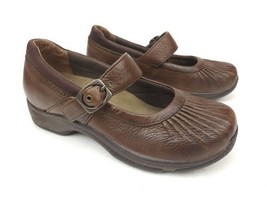 Dansko Kitty Milled Pleated Brown Leather Mary Jane Shoes Women&#39;s 39 US 8.5-9 - £39.43 GBP