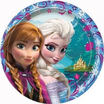 Disney's Frozen Round Lunch Plates By Unique Birthday Party Supplies 8 Per Pkg - £7.15 GBP