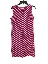 Talbots Women&#39;s Sheath Dress Sleeveless Petite Chevron Striped Pink Whit... - $21.77