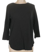 Isaac Mizrahi Live Essentials 3/4 Sleeves Top Sz Med Black Modern Tee Shirt - $8.89