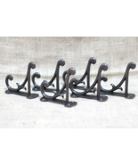 6 COAT HOOKS ANTIQUE STYLE CAST IRON 4.5&quot; WALL DOUBLE RESTORATION INDUST... - €22,41 EUR