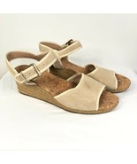 UGG Maybell Wedge Sandals Suede Open Toe Ankle Strap Buckle Beige Size 12 - £26.97 GBP