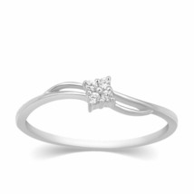 0.04 Ct Natural Diamond Square Cluster Engagement Ring 14K White Gold Plated - £82.78 GBP
