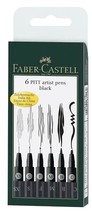 Low Cost Set Of 6 (XS,S,F,M,B,C) Faber Castell Pitt Artist Pens BLACK IN... - £22.01 GBP