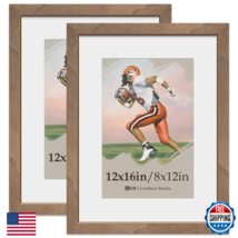 VCK 12x16 Picture Frame 2-Pack, Walnut Wood &amp; HD Glass, Wall/Table Display - $66.08