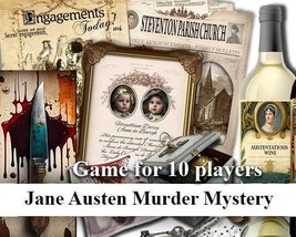 JANE AUSTEN Murder Mystery dinner party game download. Vintage style, bo... - $375.27 MXN