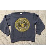 Vintage US Navy M.J. Soffe Made USA Sweatshirt Medium Navy Blue Crest Print - €25,42 EUR