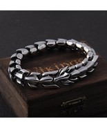 Viking Ouroboros Vintage Punk Bracelet For Men Stainless Steel Fashion J... - £43.26 GBP