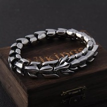 Viking Ouroboros Vintage Punk Bracelet For Men Stainless Steel Fashion Jewelry - £43.64 GBP