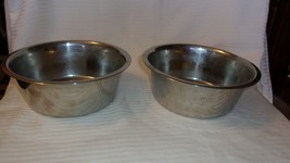 Set of 2 Stainless Steel Medium Dog Bowls 8.25&quot; Diameter 3&quot; Deep - $40.00