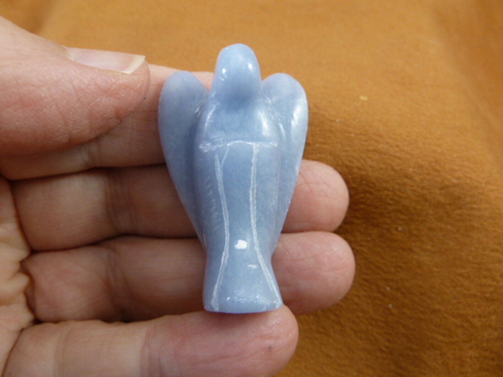 (Y-ANG-53) Blue Angelite Guardian Angel GEMSTONE stone figurine love angels - $15.88