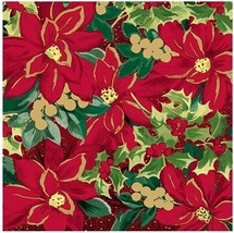 Disposable Christmas Lunch Napkins - 6.5 x 6.5&quot; Poinsettia Guest Towels 200pcs - £43.81 GBP