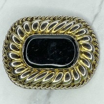 Vintage Gold Tone Black Cabochon Cinch Belt Buckle - $16.82