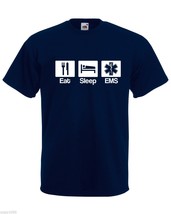 Mens T-Shirt Quote Eat Sleep EMS, Emergency Medical Service Hospital Tshir - £18.90 GBP