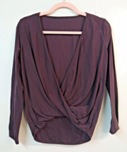 Lululemon WM Small Eggplant Wrap Front Long Sleeve Blouse T Shirt Top - £18.65 GBP