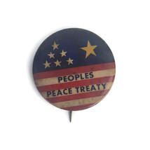 Vintage 1971 Peoples Peace Treaty Pinback Button Anti Vietnam War Protest Flag - £18.21 GBP