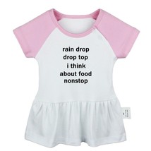 Rain Drop Drop Top I Think About Food Nonstop Baby Girl Dresses Infant Clothes - £9.38 GBP