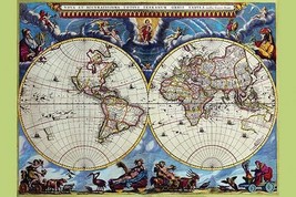 Stereographic Map of the World - Theatrum Orbis Terrarum by Joan Blaeu -... - $21.99+