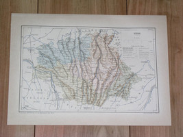 1887 Antique Original Map Of Department Of Gers Auch / France - £16.85 GBP