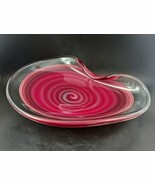 Alfredo Barbini Murano Large Art Glass Red-White Swirl Shell Bowl, Selli... - $2,168.95 MXN