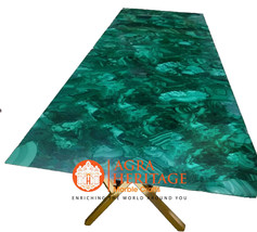 Green Malachite Rectangle Dinning Table Top Handmade Art Interior Decor - £340.36 GBP+