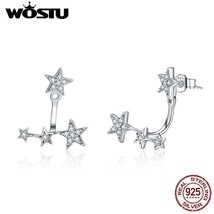 WOSTU Brilliant Shining Star Stud Earrings 925 Silver Clear CZ Tiny Earrings For - £16.05 GBP