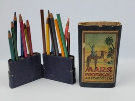 Vintage J.S. Staedtler Polycolor Pencils w/ Box &amp; Fold-out stand colored pencils - £126.58 GBP