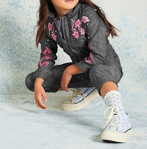 Disney Kids Girl&#39;s Mulan Jumpsuit Embroidered Jumper Zip Front Gray Size 4-11/12 - £14.97 GBP