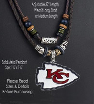 Rugged 2-LAYER Kansas City Chiefs Necklace Adjustable Leather Football Nfl&#39; - $20.76