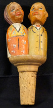 Vintage Anri Mechanical Wooden Moving Head Couple Wine Bottle Stopper - £20.77 GBP