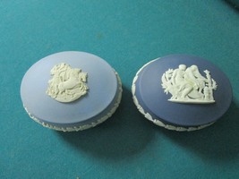 Wedgwood England Blue Jasperware Trinket Light And Dark Blue 2 X 4&quot; [95f] - £39.50 GBP