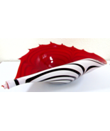 Murano Glass Red and Zebra Striped Conch Shell Bowl - $167.31