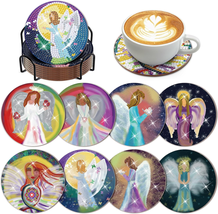 8 Pcs Watercolor Angel Diamond Art Painting Coasters Kits with Holder DI... - $18.99