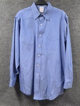 BROOKS BROTHERS Madison Shirt Men 16-33 Blue Button Up Long Sleeve Cotto... - $18.39