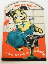 Vintage Valentine Card Upon My Soul Dog Cobbler Articulated Bracket Hamm... - $5.99