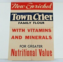 Town Crier Family Flour Sign VTG Paper New Enriched 1930s 40s Folded Two... - £56.85 GBP