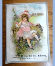 Antique Bon Ton Millinery Advertising Card Victorian Lancaster Pa Young Girl - £25.72 GBP