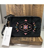 Vera Bradley Black Velvet Winter Ornaments Clip &amp; Zip Mini Pouch Embroid... - $17.00