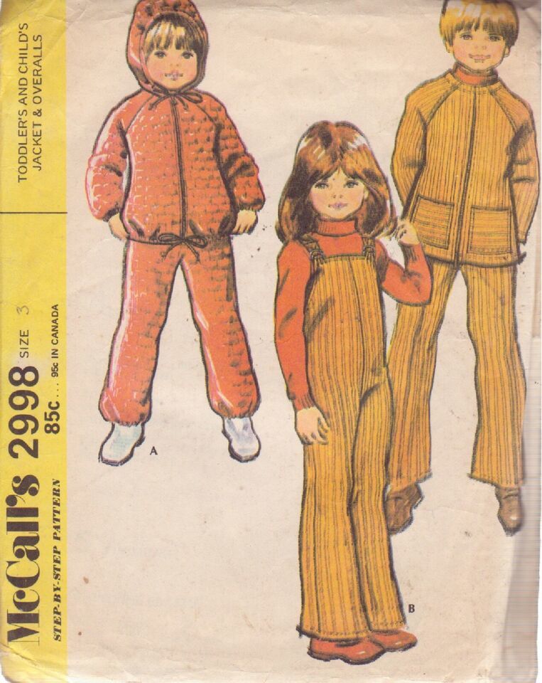 McCALL&#39;S PATTERN 2998 CHILD&#39;S SIZE 3  UNISEX JACKET &amp; OVERALLS - $3.00