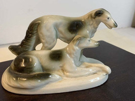 Vintage Black and white Greyhound dog bone china figure Japan - £11.96 GBP