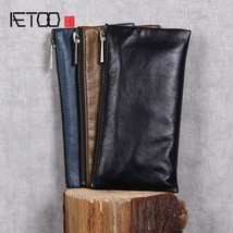 AETOO Handmade leather wallet head layer cowhide Money clip simple design male a - £56.36 GBP