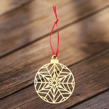 Wooden Christmas Ornament Snowflake - Holiday Home Decor Gift 4&quot; With Gi... - $5.45
