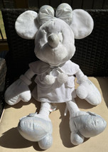 Disney Store All White Minnie Mouse Plush 24” Silver Winter Accents Spar... - £21.20 GBP